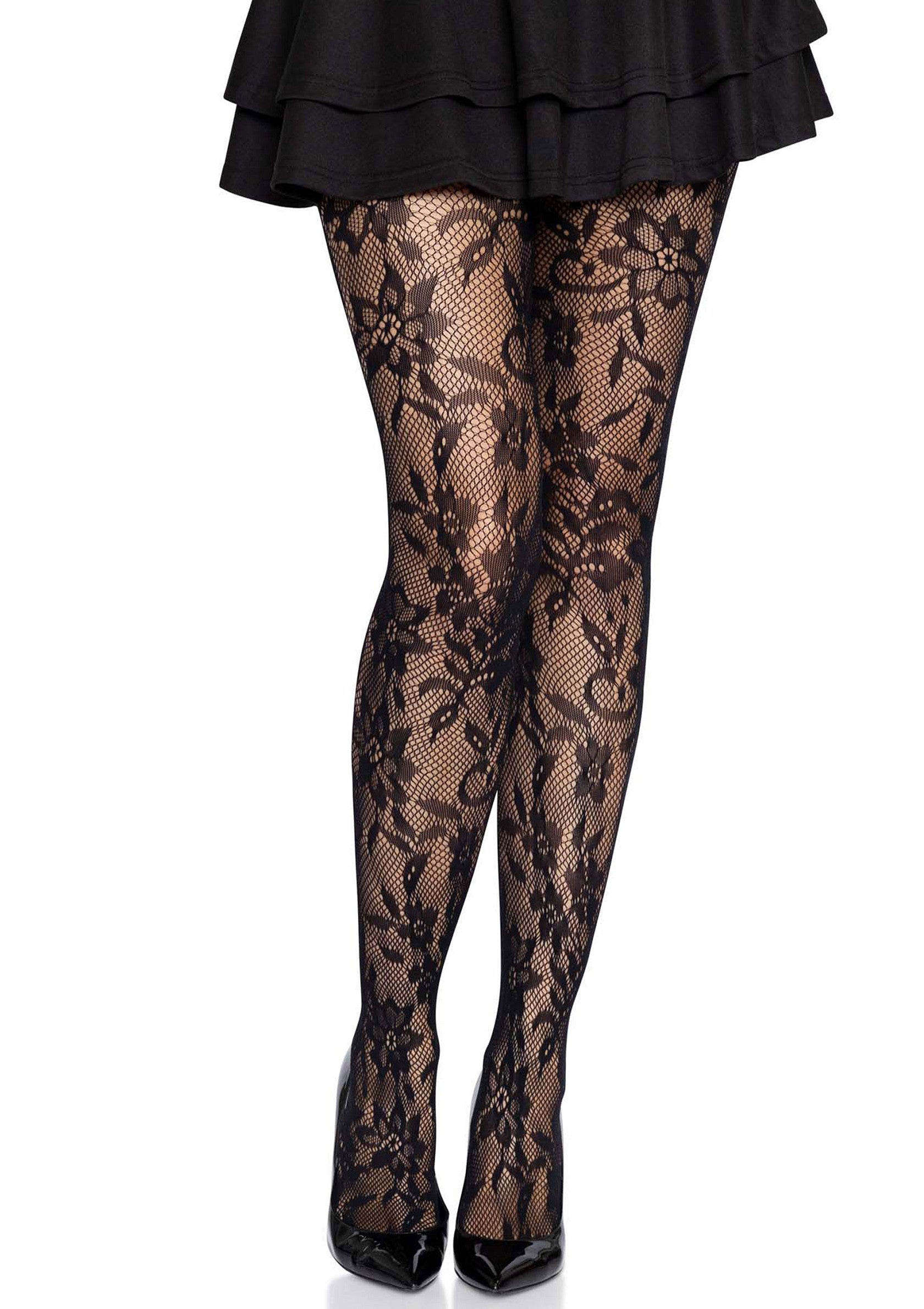 Lingerie Leg Avenue Seamless Floral Lace Pantyhose