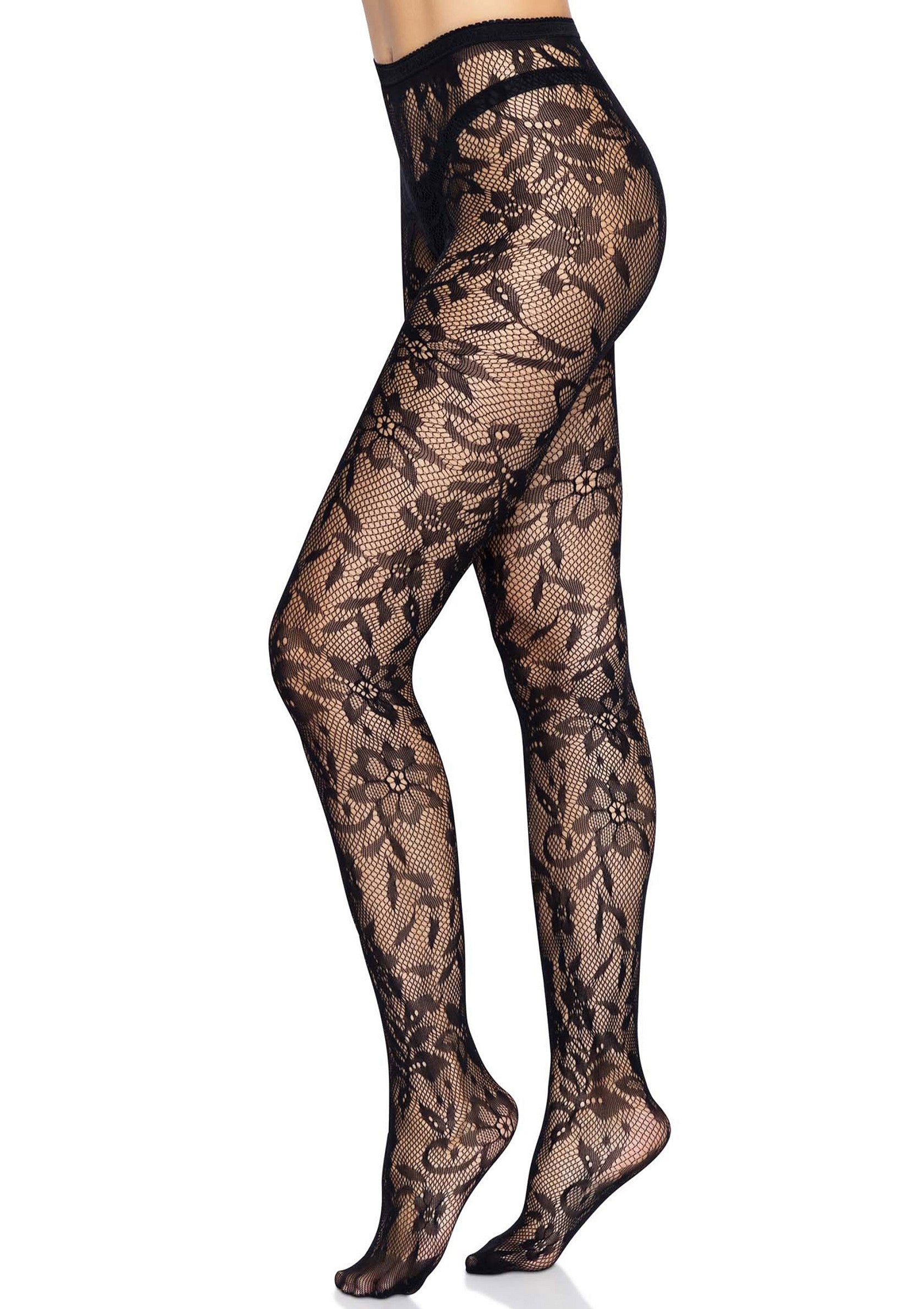 Lingerie Leg Avenue Seamless Floral Lace Pantyhose