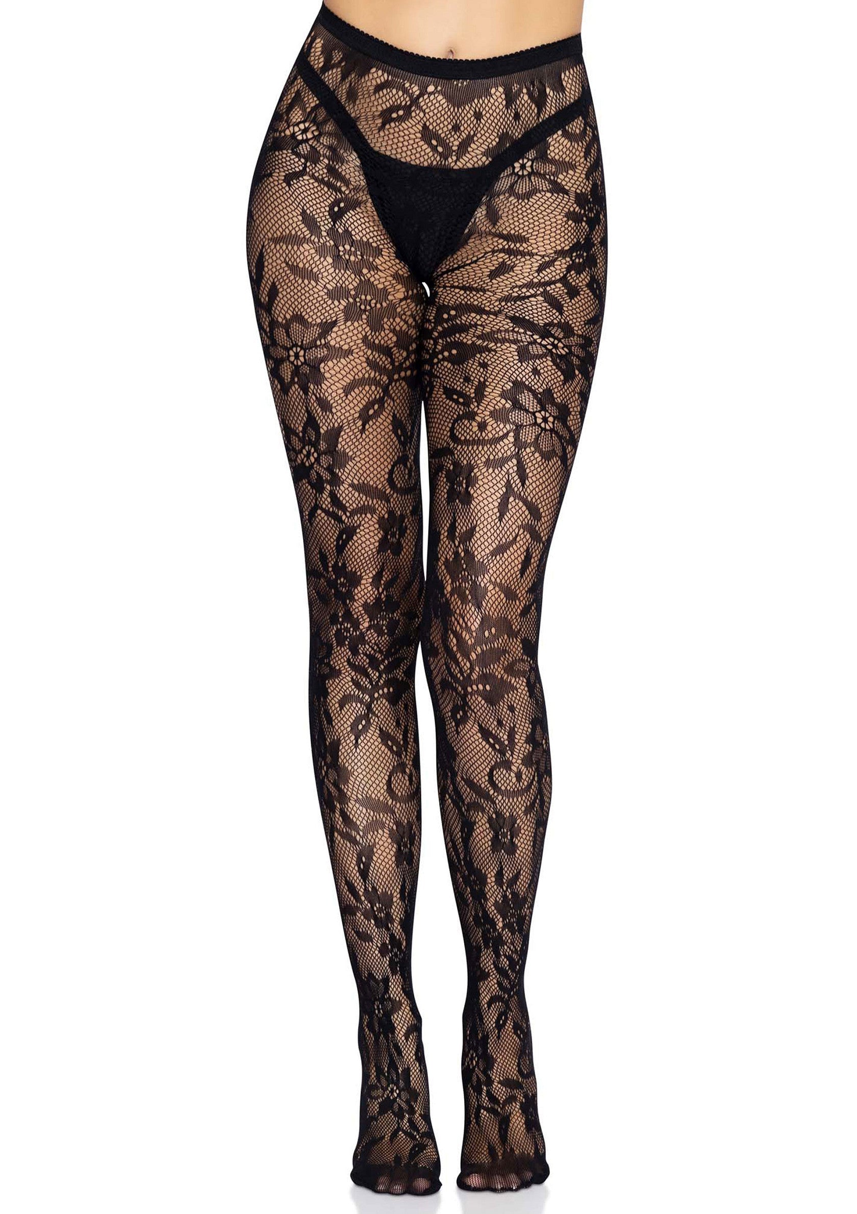 Lingerie Leg Avenue Seamless Floral Lace Pantyhose