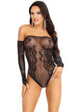 Lingerie Leg Avenue Rhinestone Off The Shoulder Teddy