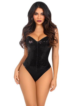 Lingerie Leg Avenue Sequin Boned Crotch Bodysuit