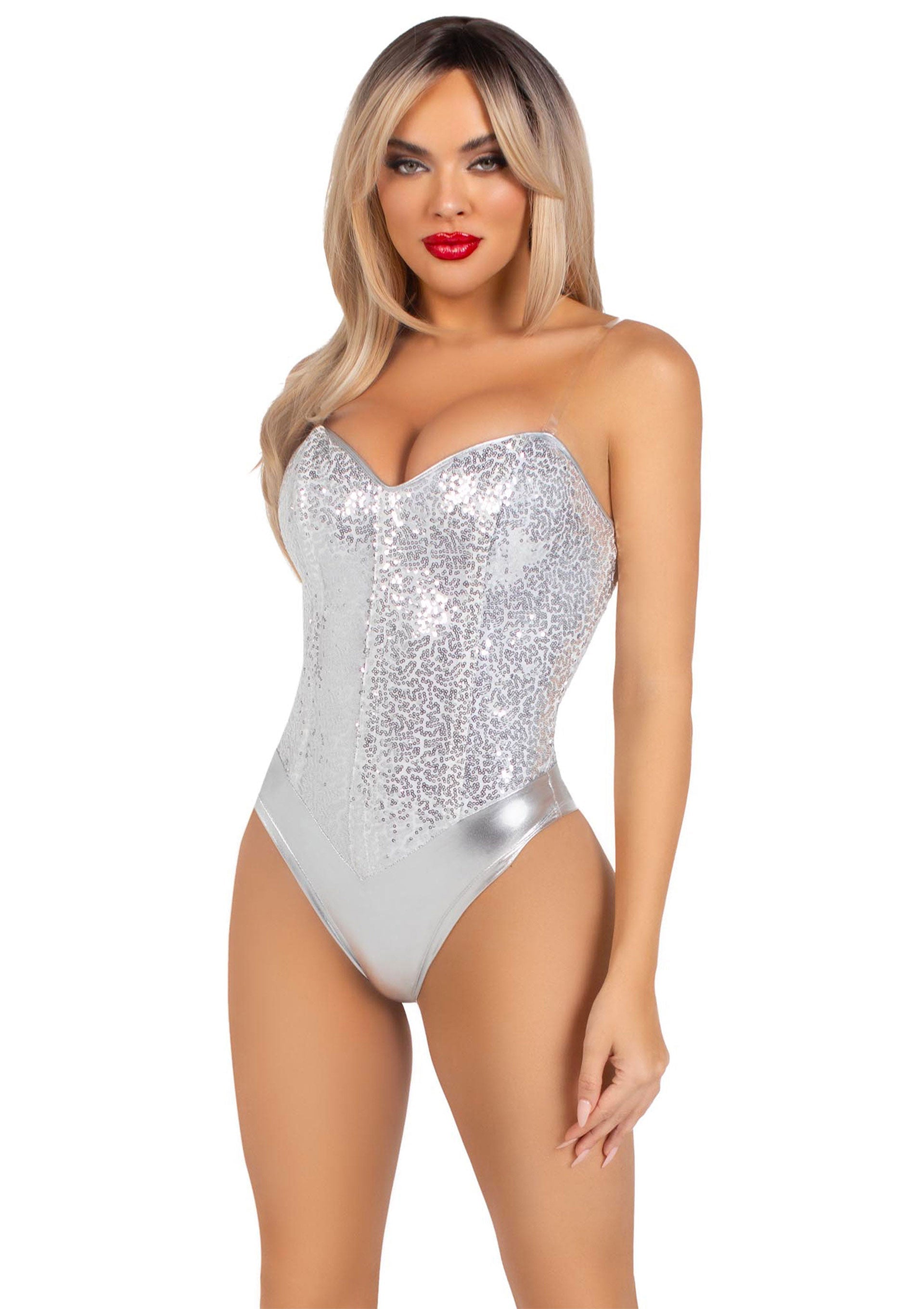 Lingerie Leg Avenue Sequin Boned Crotch Bodysuit