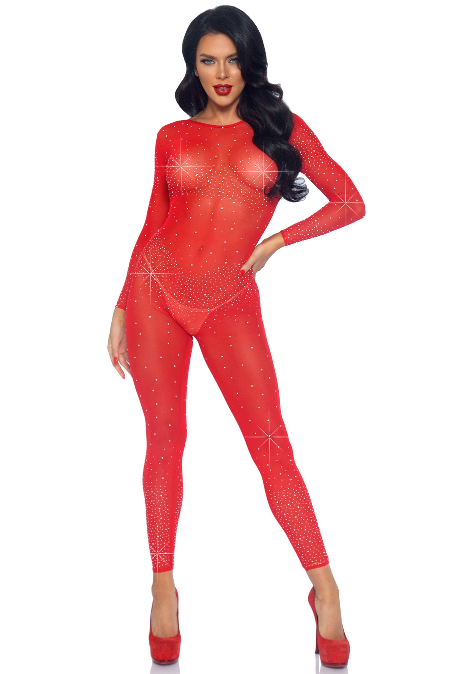 Lingerie Leg Avenue Sheer Rhinestone Catsuit