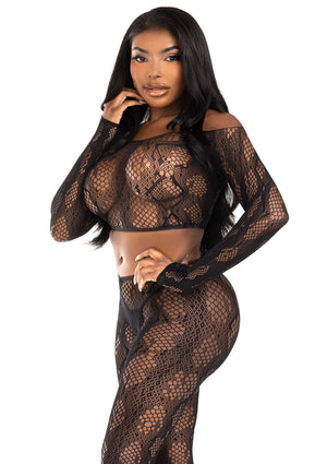 Lingerie Leg Avenue Python Crop Top & Footless Tights
