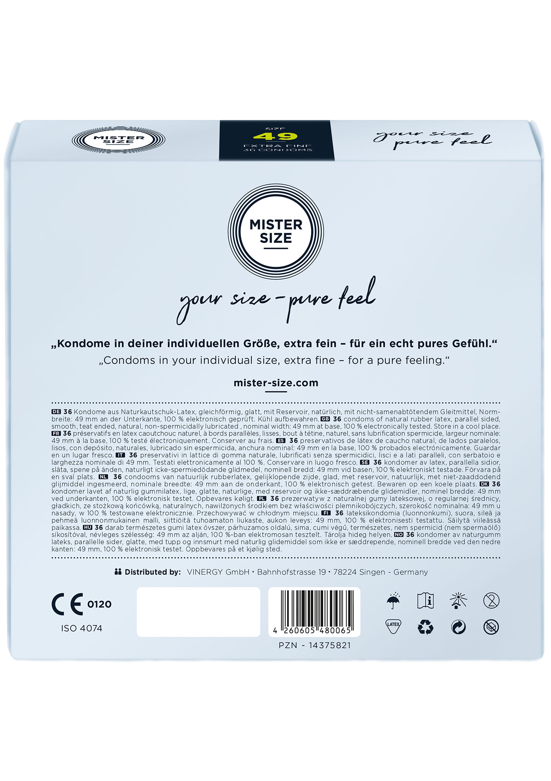 Préservatif MISTER SIZE 49mm Condoms 36pcs