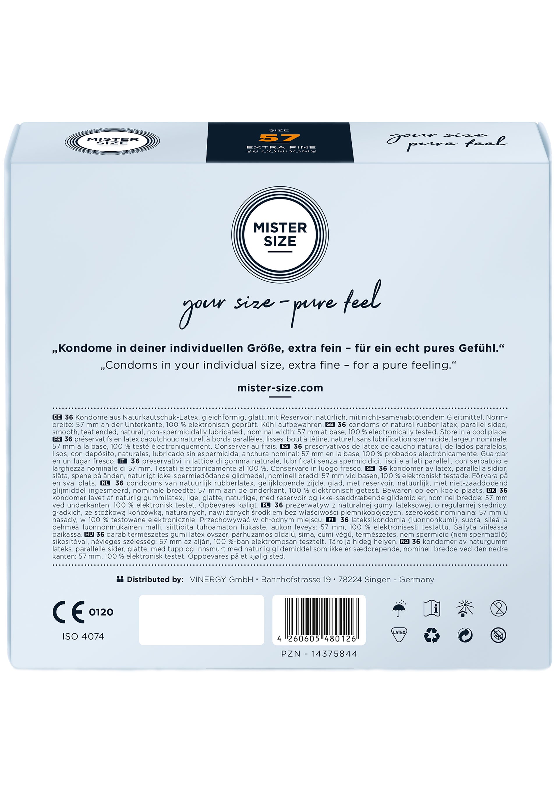Préservatif MISTER SIZE 57mm Condoms 36pcs