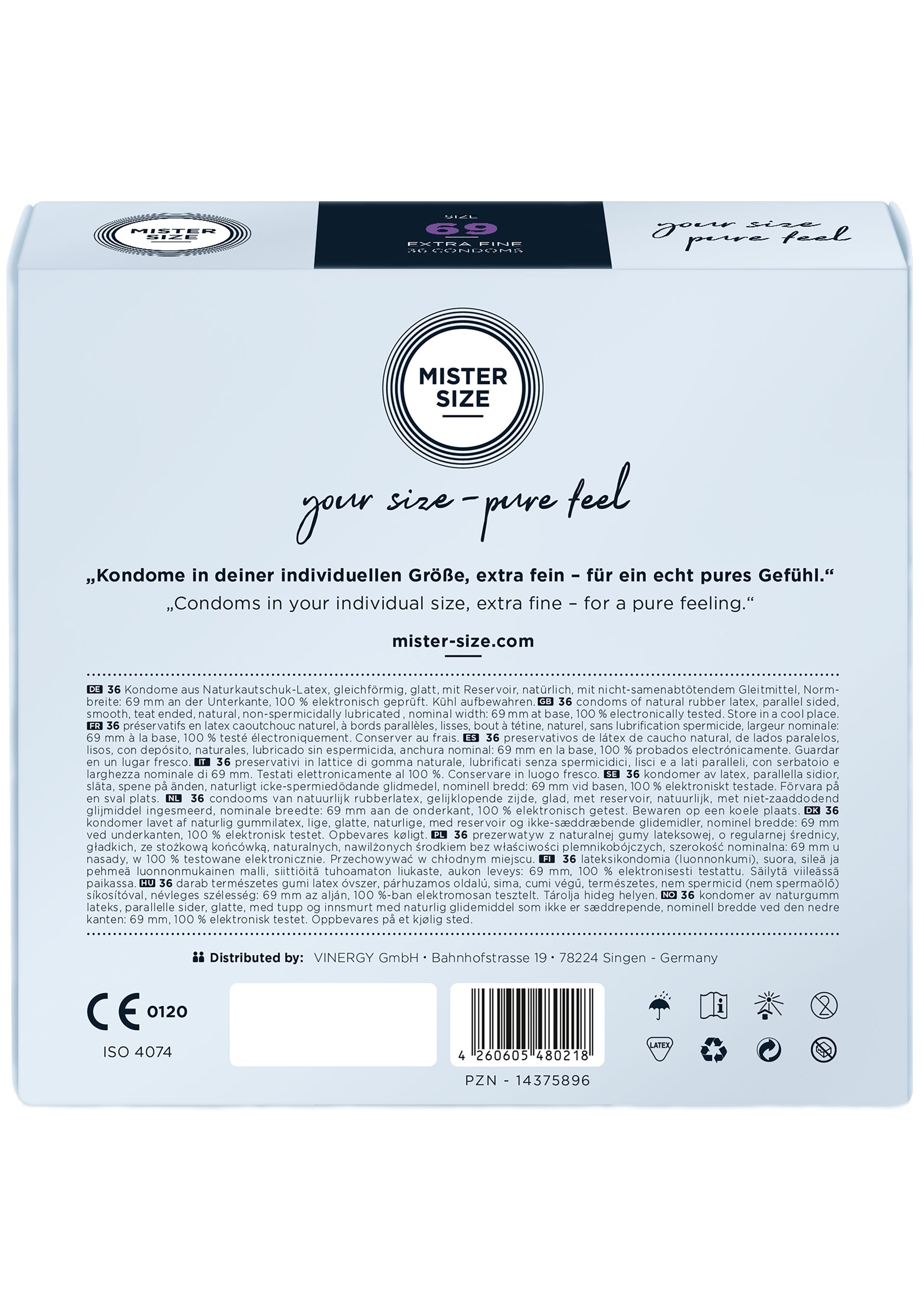 Préservatif MISTER SIZE 69mm Condoms 36pcs