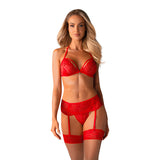 Obsessive Ensemble avec porte-jarretelles 838 - Rouge (S/M)