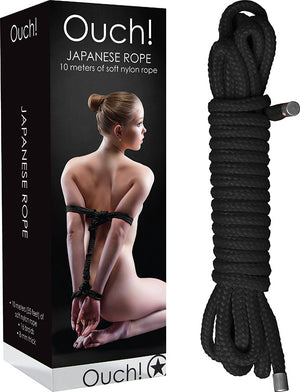Corde de bondage japonaise en nylon Ouch! - 10 m - Noir