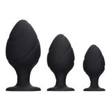 Set de plugs anaux Ouch! Swirled Butt Plug - Noir (3 plugs anaux)